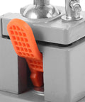 Close-up of orange clamp on Portable Metal Table Vise with Suction Cup Base, 360 Degree Rotating Clamp for Drill Press Milling