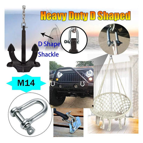 Straight Up Heavy Duty 304 Stainless Steel Screw Pin Anchor Shackle Five Sixteen Inch 8Mm Bow Clevis Rigging Kit shown with a D shape shackle.