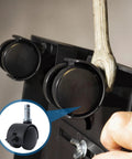 Installation of M8 Circlip Stem Caster Wheels Five Pack Heavy Duty Black Nylon Casters with Brakes on furniture