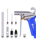 Pro Grade High Flow Air Blow Gun Kit With 9 Blower Tips And 6 Inch Extensions For Quick Cleanups, Needle And Rubber Tip, Xtreme Flow Nozzle, Adapter, And 120 PSI Working Pressure For Fast Drying In The Shop