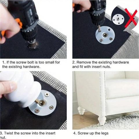 Installation guide for 4 Pack 15cm Solid Wood European Style Furniture Legs Replacement Feet for Sofa Coffee Table TV Cabinet
