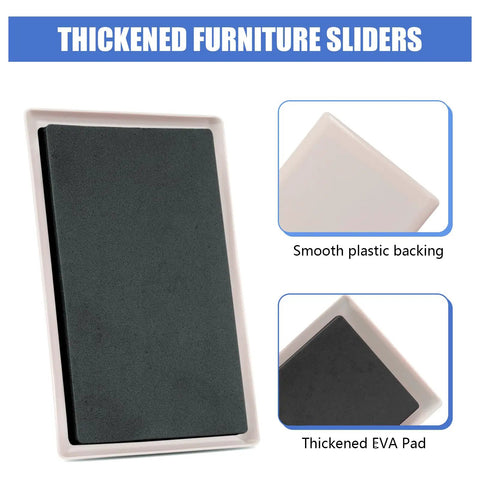 8 Pack Furniture Sliders For Carpet Large 8.2 X 5.5 Inch Heavy Duty Glide Pads with smooth plastic backing and EVA pad
