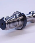 Shop Tested BT40 Pull Stud Retention Knob Bulletproof Forty Five Degree MAS1 Design With Tight M16 By Two Threads For Smooth CNC Machine Operations, close-up view.