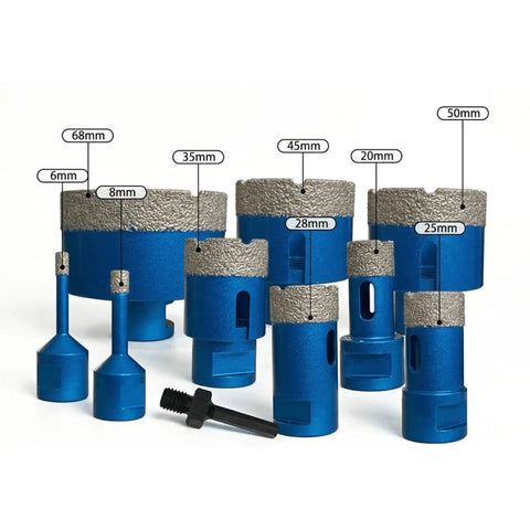 Pro Gem Ready 10-Piece Diamond Tile Hole Saw Kit With Brazed Edges And M14 Thread Adapter For Drilling Super Smooth Holes In Marble Porcelain Ceramic And Granite Without Chipping Today, blue 20-68mm bits