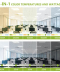 Office lighting with 2 Pack 2x2 LED Flat Panel Ceiling Light Duo, 5200 Lumens, adjustable color temps 3000K-6500K, wattage 20W-40W