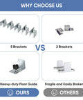 Comparison of 5 brackets and heavy-duty floor guide with 2 brackets and fragile guide for 8 Ft Exterior Barn Door Hardware Kit For Outdoor Use Heavy Duty Sliding Track System Galvanized Steel With Floor Guide And Adjustable Rollers Weather Resistant Construction For Exterior Doors Hardware Only No Door.