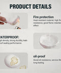 Waterproof Sealant Putty for Quick Fixes No Mess Patch Up Pipes Walls Holes And AC Openings Durable Mending Clay product details showing fire protection, waterproof, oil-proof features.