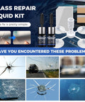 Windshield Chip Repair Kit 2 Pack With Fast Cure Resin For Bulls Eye Cracks And Star Shape Glass Fix Quick And Easy Windshield Crack Repair Fluid Tool For Home Auto DIY Projects displayed with repair examples.