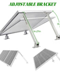 Two Pack Adjustable Solar Panel Tilt Mount Brackets Kit For 14 To 27 Inch Rails, Supports 100 To 450 Watt Panels, Roof Top RV Boat