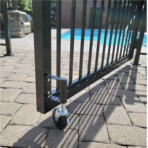 Heavy Duty Gate Caster With Built In Spring For Wooden Gates And Fences, Swivel Wheel, 250 Lbs Load Capacity, 4 Inch Rubber Wheel, Black Finish
