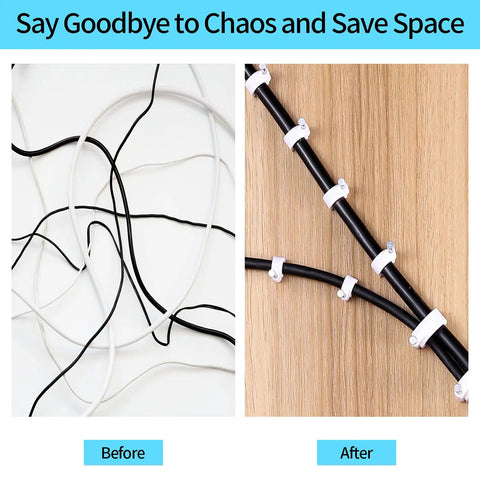 Cable Nail Clips Set 400 Pack With 4mm 6mm 8mm 10mm Sizes, Beefy Heavy Duty Steel Nails, White Finish, Rust Resistant And Easy Cable Organization For Home And Office. Before after cable clips on wall