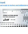 Front view of Precision Guitar Action Gauge Ruler with inches and millimeters scale for accurate string height measurement.