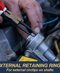 Hands installing 4 Pcs 78 Mm Internal Retaining Rings Set C Clip Snap Ring 65Mn Steel Heavy Duty Oxidation Treated Finish.