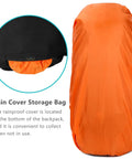 Rain cover of 50L Hiking Backpack For Men With Rain Cover Expandable 45L Plus 5L, Lightweight Camping Travel Pack, Orange