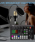 Comprehensive Podcast Gear Bundle With BM-800 Microphone Gold and F998 Audio Interface in studio setup on desk