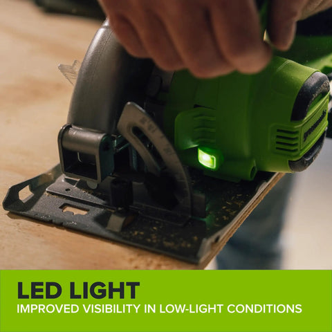 Heavy Duty Brushless Cordless Circular Saw Tool Only Featuring Snappy 24 Volt Battery Power And Knockout Demolition Cutting With Easy Lock Bevel Adjustment For Dependable High Speed Performance with LED light for visibility.