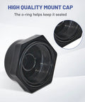 NMO Antenna Mount Cap With O Ring Seal Dust Weather Rain Cover For Outdoor Installations in black with thread detail