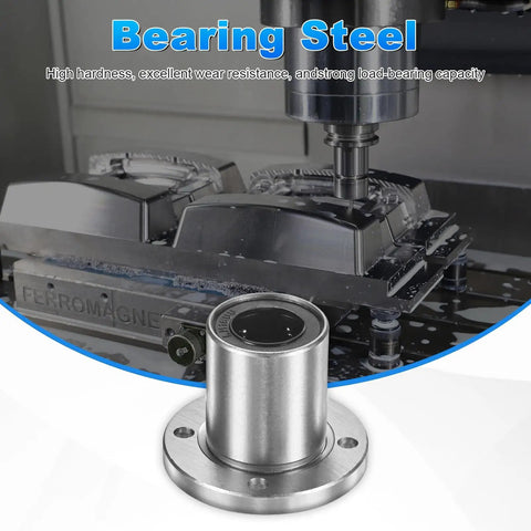 Top Shelf LMK16UU Linear Ball Bearings with 16mm Bore and 28mm Outside Diameter in CNC machinery, showcasing precision engineering.