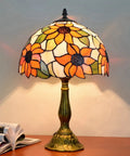 Sunflower Tiffany Style Stained Glass Table Lamp, 12 Inch Shade, 19 Inch Tall, E26 Socket, LED Bulb Included, Black Cord With Switch