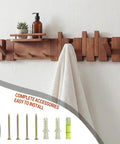Dope Mid Century Modern Walnut Foldable Entryway Wall Coat Rack With Shelf And 9 Hooks Heavy Duty Wooden Wall Organizer on wall