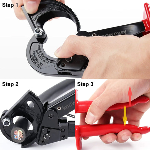 Heavy Duty Cable Cutter And Ratchet Wire Cutter For Aluminum And Multi Core Cables Up To 240 Square Millimeters Easy Quick Release Lever Pro Grade Tool For Safe Clean Cuts
