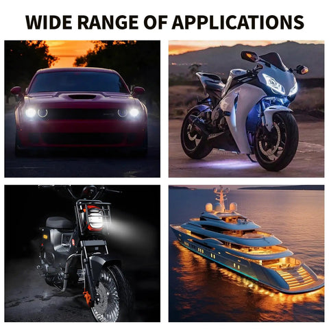 Two Pack 12V Heavy Duty Flasher Relay For Cars Trucks SuvS Motorcycles And Marine Use shown in cars, motorbikes, and marine vessels.