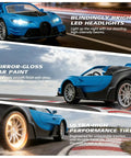 One Eighteen Scale RC Car For Indoor And Outdoor Racing with LED headlights, glossy paint, and high-performance tires
