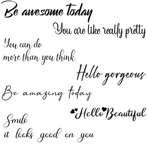 Set Of 7 Inspirational Quote Mirror Decals For Wall Art Featuring Be Amazing Today Be Awesome Today Hello Gorgeous