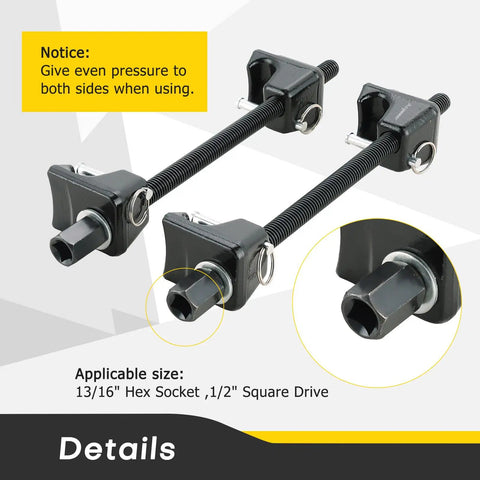 MacPherson Strut Spring Compressor Tool Kit Universal Coil Spring Compressor Tool With One Half Inch Square Drive Heavy Duty Strut Compressor For Car Truck Motorcycle Detent Pins Set Of Two 300mm showing 1/2 inch square drive