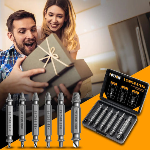 Pro Grade Heavy Duty Damaged Screw Extractor Set With 65HRC HSS 6542 Material Upgraded Removal Tool Kit And 3 Twist Drill Bits