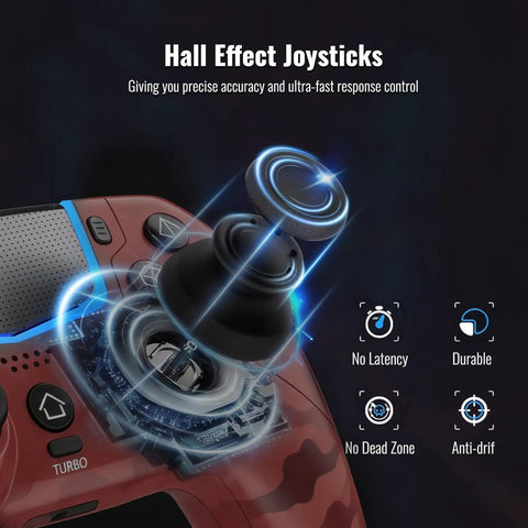 Wireless Controller For PS5 And PC With Hall Effect Joysticks LED Channel Light Turbo 6 Axis Gyro Dual Motors Touchpad