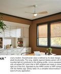 44 Inch Indoor Outdoor LED Smart Ceiling Fan With Remote Control, Scandinavian Style 3 Blade Propeller in a kitchen setting