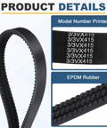 Heavy Duty Cogged EPDM V-Belt 3-Banded 41.5 Inch Outside Circumference 1.18 Inch Wide 0.39 Inch Thick Oil-Resistant High-Temperature Industrial Drive Belt with model number 3VX415 and EPDM rubber detail
