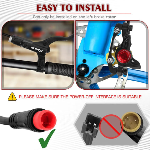 Hydraulic Disc Brake Kit For E Bikes With Dual Pistons 2 Pin Calipers Power Off System installation details and connector