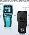 Front and back view of Pinless Moisture Meter For Home DIY Non Destructive Wood Floor Walls And Concrete Moisture Tester With Four Modes WM01