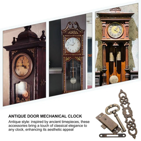 Old School Antique Clock Hardware Kit With Door Key Hinges And Cylinder for DIY Grandfather Clock Restoration project