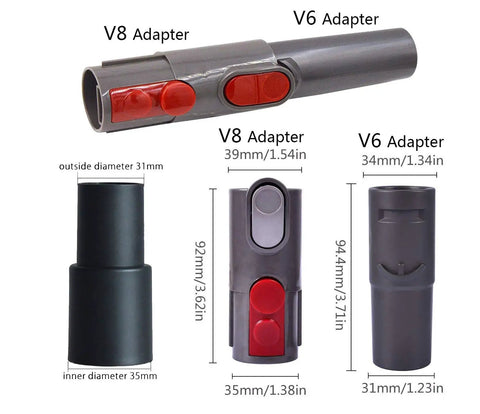 V6 and V8 adapters from Mini Dust Brush Vacuum Attachment Kit For One And A Quarter Inch And One And Three Eighths Inch Hoses
