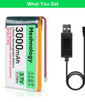 Heavy Duty 3 7V 3000mAh LiPo Battery with USB Charger Cable for Arduino ESP32 Drones RC Cars