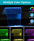 Color-changing LED lights on All-In-One Pond Waterfall Kit With LED Lights, 8-Inch Stainless Steel Spillway, 600 GPH Pump