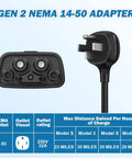 Road Trip Ready Nema 14 To 50 Ev Charger Adapter For Tesla Gen 2 Mobile Unit 32 Amp Level 2 with connection details.