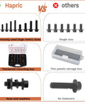 Comparison of All In One Flange Bolt Set vs others; thickened box with assorted sizes vs thin box with single size bolts.