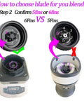 Visual guide showing 6-fin vs 5-fin blade options for blenders and fitting instructions for upgrade 3.35 inch 6 fin male blender blade replacement.