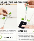 Use of grounding test pen with king size grounding sheets with fifteen percent silver fiber for earth-connected bedding setup.
