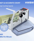 Ultra Portable Money Counter Mini Bill Cash Counting Machine Handy For On The Go Multi Currency With UV Verification And 600 Bills Per Minute Fast Count