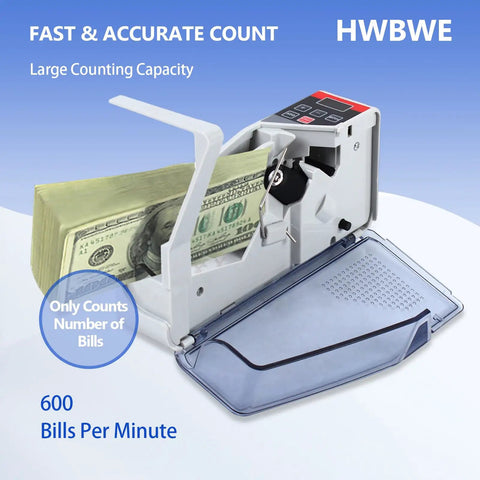 Ultra Portable Money Counter Mini Bill Cash Counting Machine Handy For On The Go Multi Currency With UV Verification And 600 Bills Per Minute Fast Count