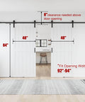 96 By 84 Inch White Barn Door With Sliding Hardware Kit Double 48 By 84 Door Set Fits 92 To 94 Inch Wide Openings