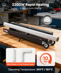 VEVOR Electric PVC Conduit Heater For 1/2 To 4 Inch Pipes With Rapid Even Heating Technology And Carry Handle showing 2200W heater and bending pipes.