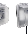 Weatherproof 2-Gang Lockable In-Use Electrical Outlet Cover For Wet Locations, transparent cases with visible locks