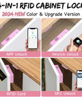 Zero Hassle Smart Cabinet Locks For Baby Proofing Featuring Concealed Install And Drill Free Setup RFID NFC Bluetooth keyless lock options