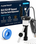 Metal Sensing Pool Flow Switch For Hayward Aqua Rite Aquarite Salt Cell, 12 GPM, 15 Ft Cable, Replaces Q 12DS C2 And GLX FLO HP, Pro Logic Aqua Logic OmniLogic Compatible, Fails Safe No Fuss Design Prevents Dry Running. Boxed pool flow switch with metal probe, cable, and fittings.